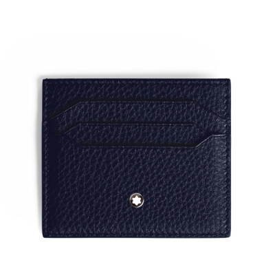 Porte-Cartes 6cc en Cuir Grainé Bleu nuit