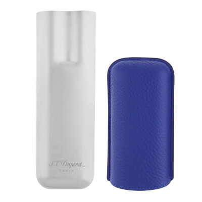Etui Cuir bleu indigo - 2 cigares