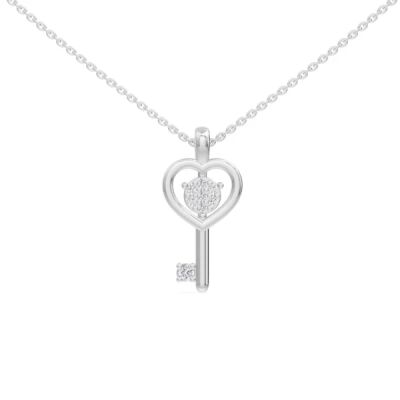Collier clé en or jaune 18 carats et diamants naturel