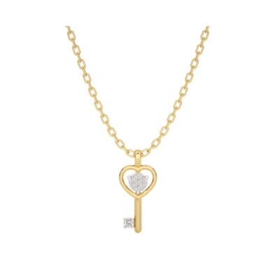 Collier clé en or jaune 18 carats et diamants naturel