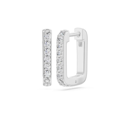 Créoles rectangulaires en or 18 carats et diamants naturels