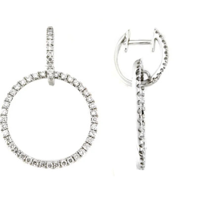 Boucles d'oreilles cercle en or gris 18 carats et diamants naturel