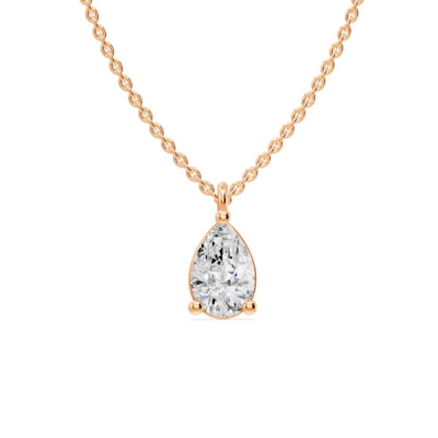 Collier taille poire en or 18 carats et diamant naturel