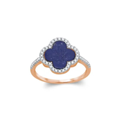 Bague diamant GSI & Lapis-Lazuli en or jaune 14 carats naturel