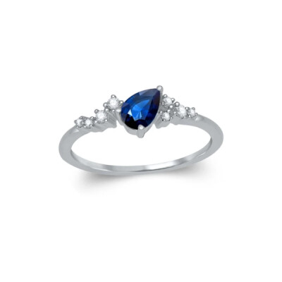 Bague saphir et diamants en or gris