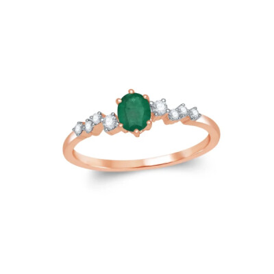 Bague émeraude et diamants en or 18 carats