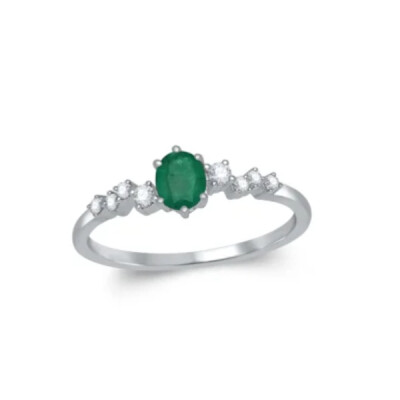 Bague émeraude et diamants en or 18 carats