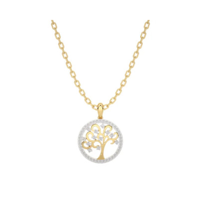 Pendentif Arbre de Vie en or gris diamants naturel