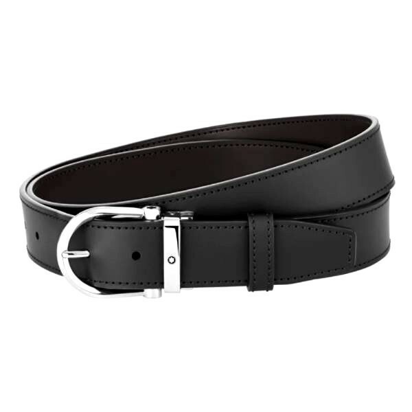 Ceinture Montblanc réversible en cuir noir/marron