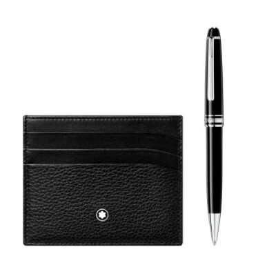 Coffret Montblanc composé d’un stylo bille Meisterstück et d’un porte-cartes 6cc Meisterstück Soft Grain