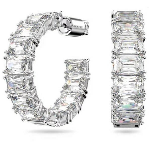 Anneaux d'oreilles Swarovski Millenia octogonale, Blanches