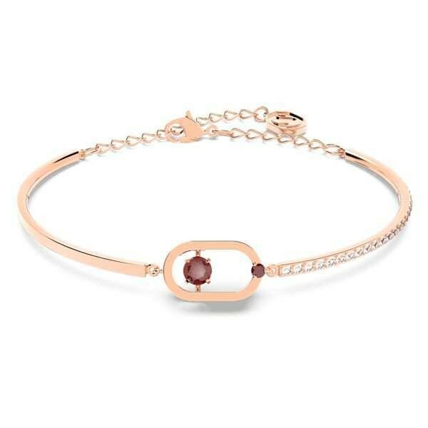 Bracelet Swarovski Sparkling Dance Oval Coupe ronde, Rouge, Placage de ton or rosé