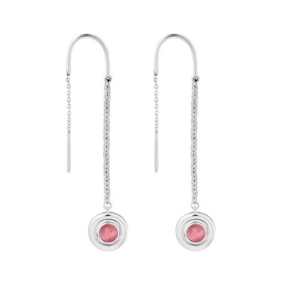 Boucles d'oreilles Christofle argent massif et Rhodochrosite