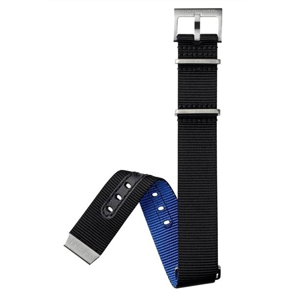 Bracelet montre Hamilton Khaki navy noir & Bleu - 20 mm
