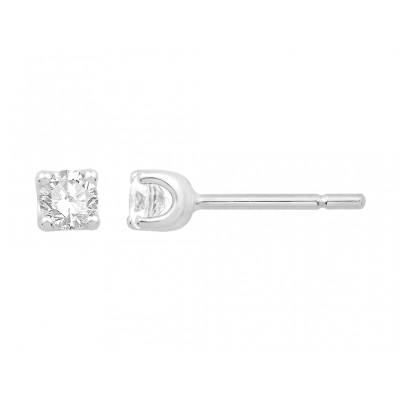 Boucles d'oreilles or blanc diamants 4 griffes