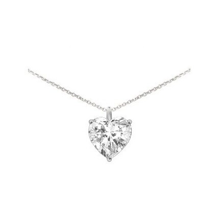 Collier or blanc et diamant taille coeur 0.30 ct