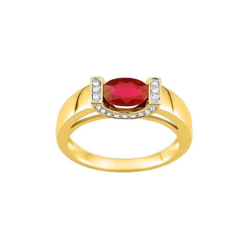 Bague Bague en or jaune, diamants et Rubis 1.03ct