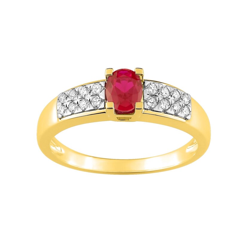 Bague Or Jaune Rubis et diamant