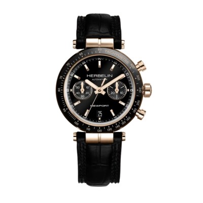 Montre Herbelin Newport Chronographe Automatique Noir & Pvd Or rose 256TRCN14