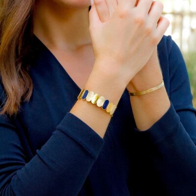 Bracelet Louise Garden Jonc Galet Marine
