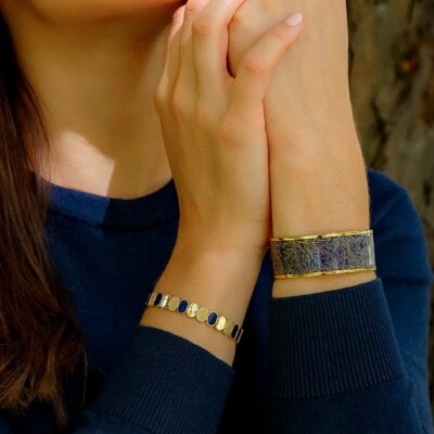 Bracelet Louise Garden Petit Jonc Galet Marine