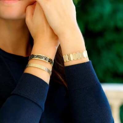 Bracelet Louise Garden Jonc Galet Doré