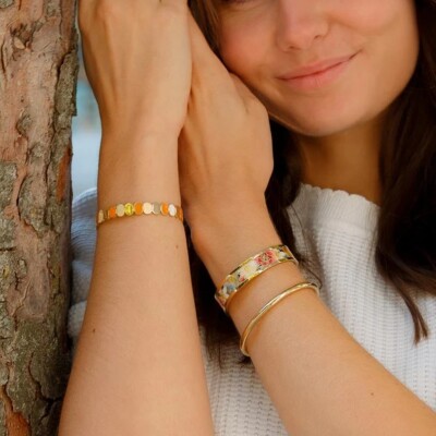 Bracelet Louise Garden Petit Jonc Galet Orange