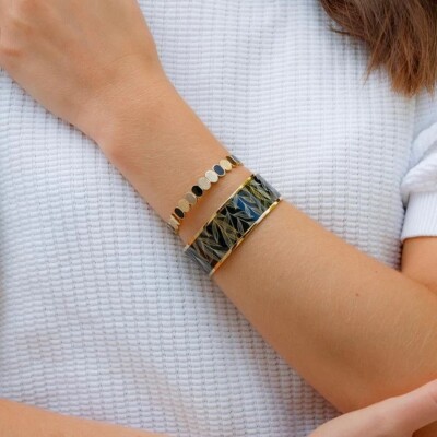 Bracelet Louise Garden Petit Jonc Galet Noir