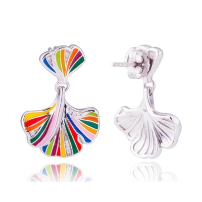 Boucles d'oreilles Una Storia argent Ginkgo argent 925/1 000E rhodié
