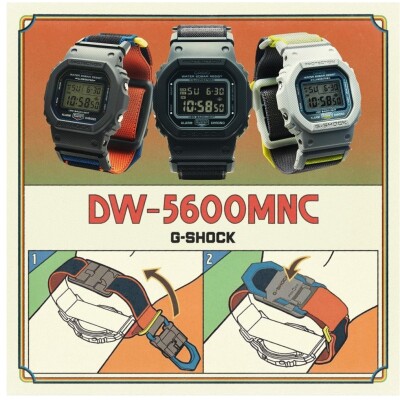 Montre G-Shock DW-5600MNC-8A2 | Édition Multicolore | Bracelet Tissu FIDLOCK®