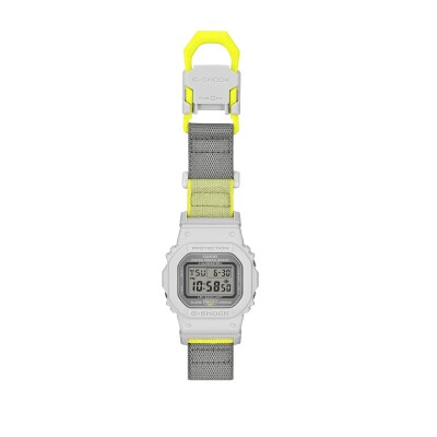 Montre G-SHOCK Gris Clair & Jaune Fluo, Bracelet Tissu FIDLOCK®, DW-5600MNC-7A8