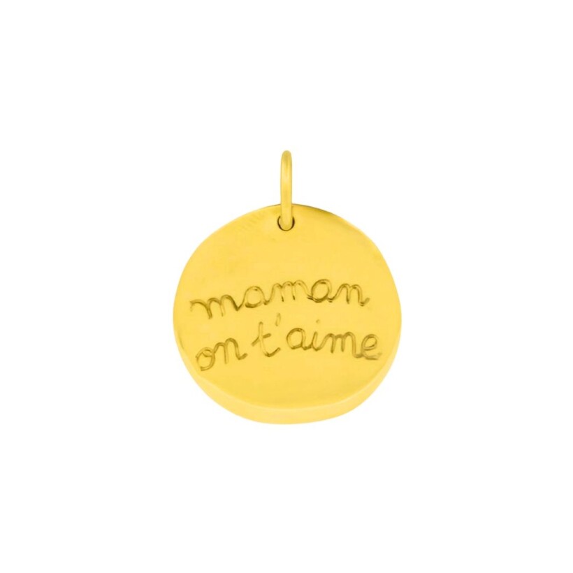 Médaille Arthus Bertrand "Maman on t'aime" or jaune