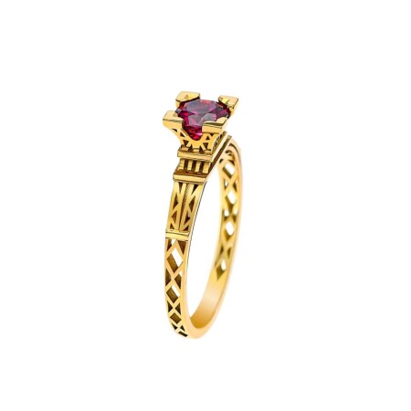 Bague Tournaire French Kiss en or jaune et rhodolite rose