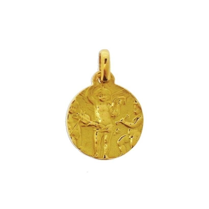 Médaille religieuse Tournaire Anges musiciens ronde or jaune