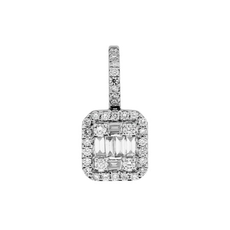 Pendentif rectangle en or blanc et diamants