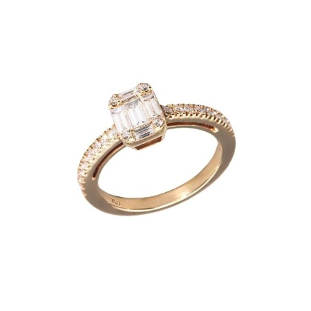 Bague en or rose et diamants