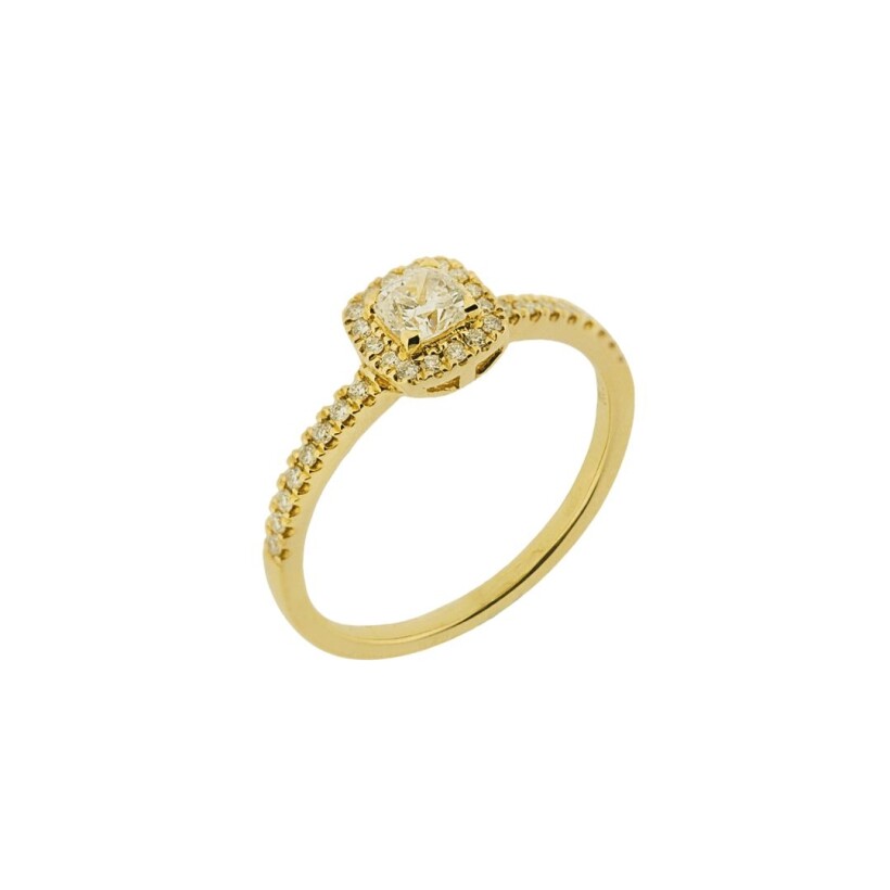 Bague en or jaune, ensemble diamants