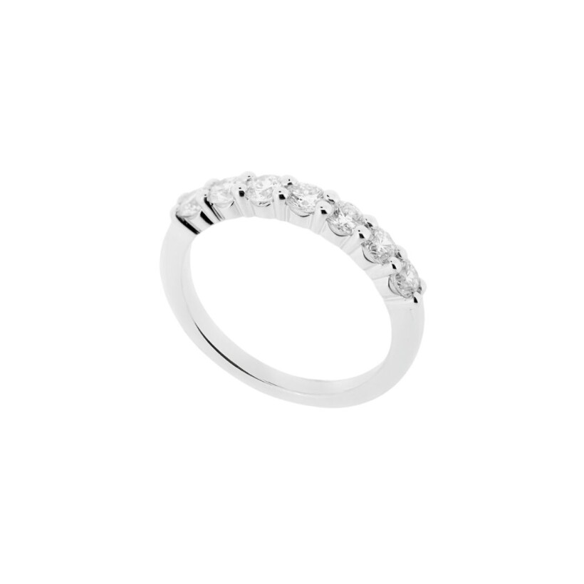 Alliance demi tour diamants 0.75ct, or blanc palladié