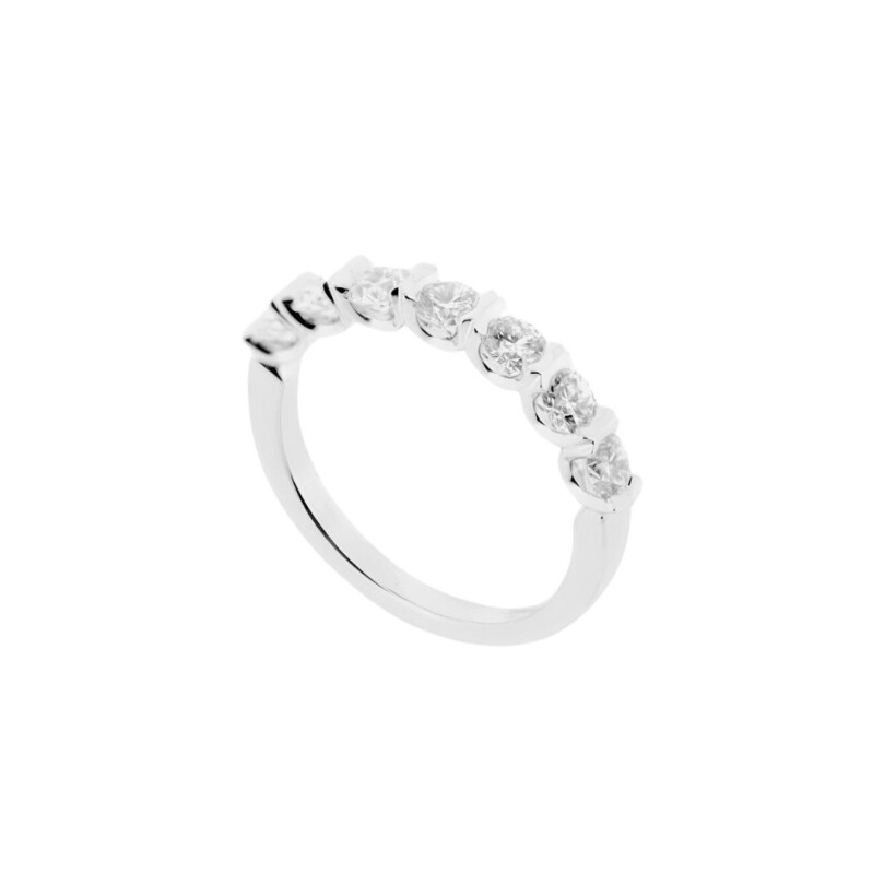 Alliance demi tour diamants 1.07ct, or blanc palladié