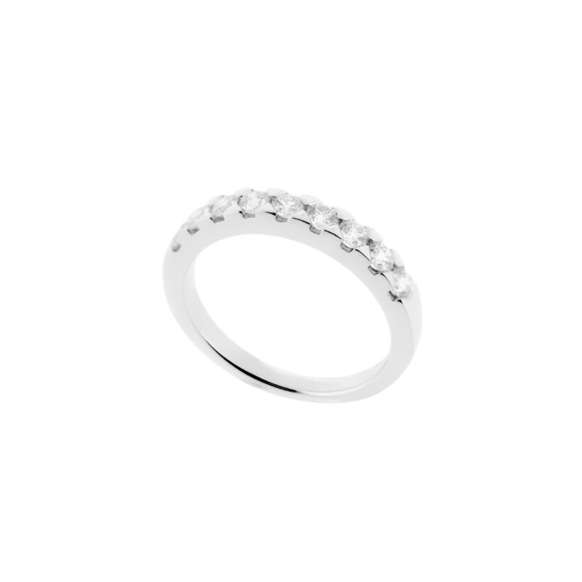 Alliance demi tour diamants 0.56ct, or blanc palladié