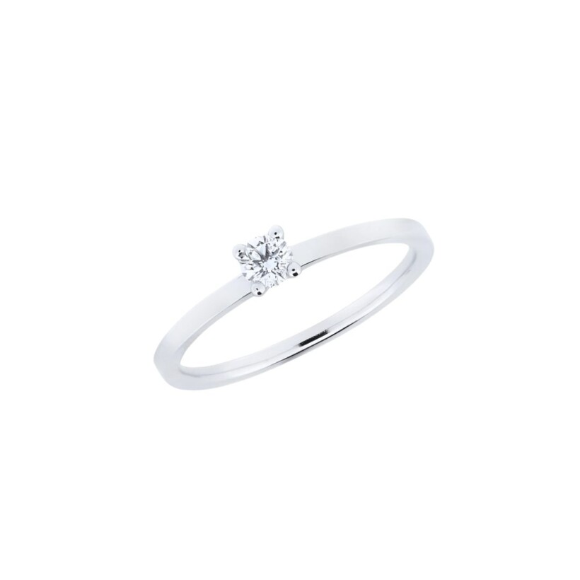 Solitaire en or blanc palladié et diamant 0.12ct