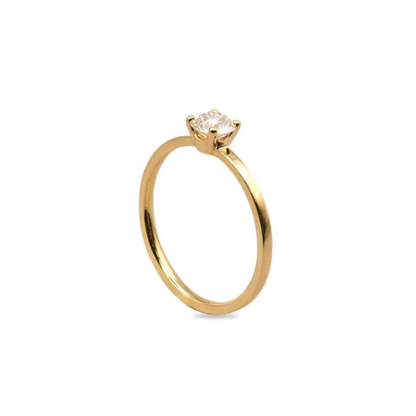 Solitaire en or jaune, diamant 0.43ct