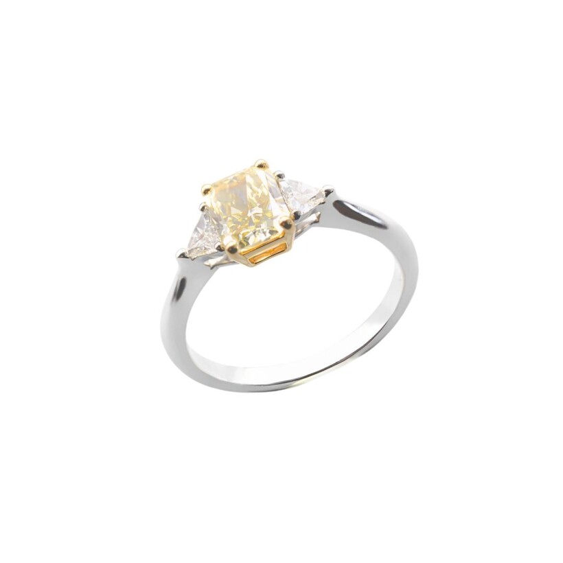 Bague ensemble diamants, platine et or jaune