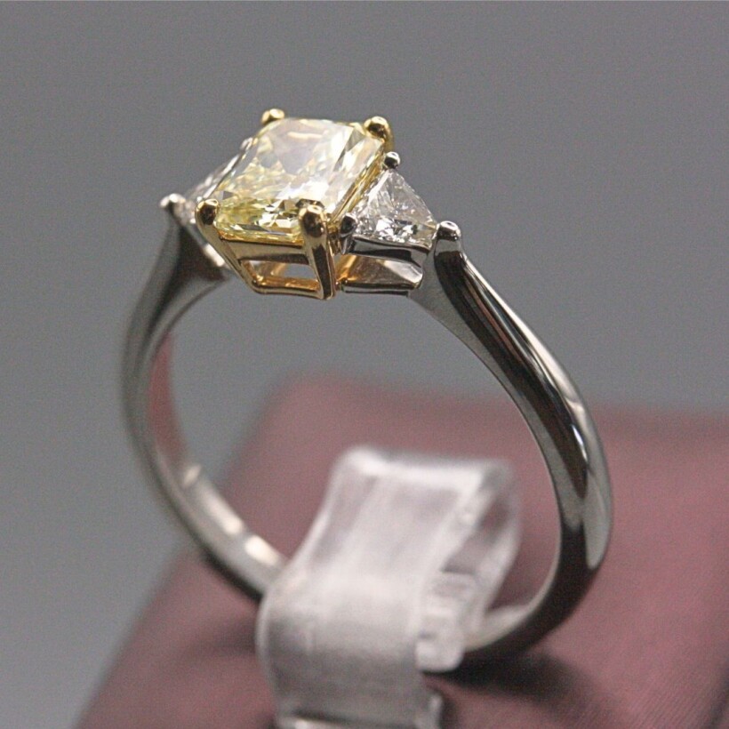 Bague ensemble diamants, platine et or jaune