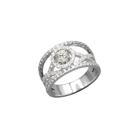 Bague ensemble diamants, or blanc