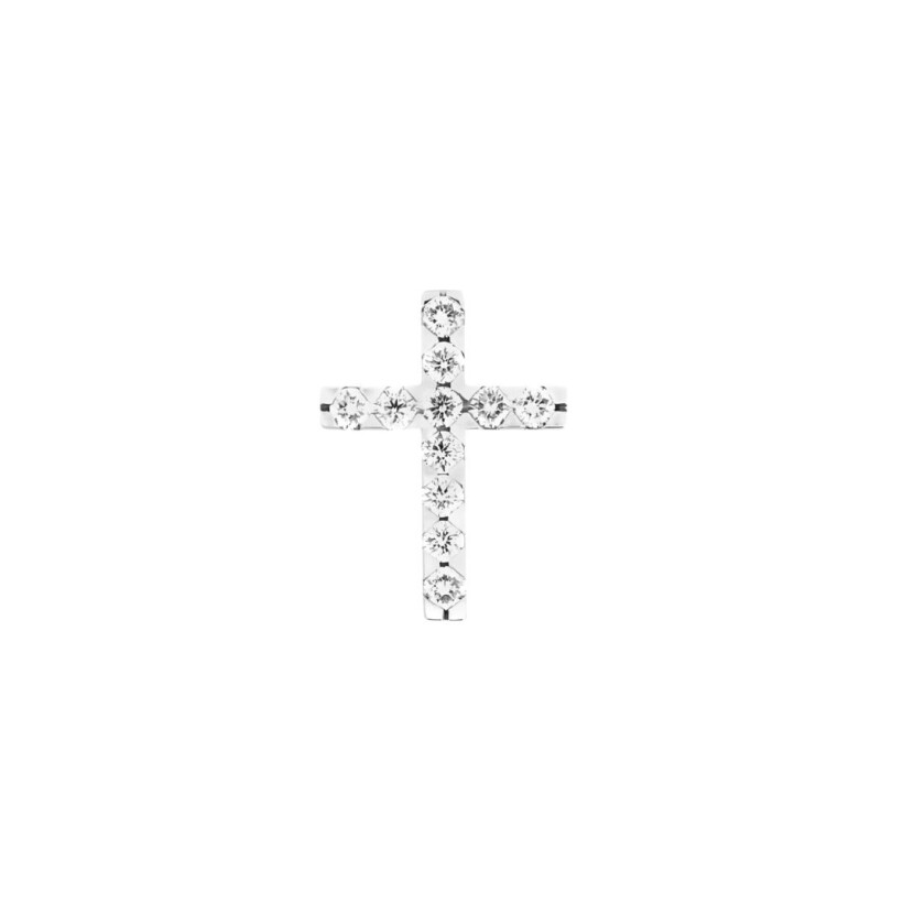 Croix en or blanc et diamants 0.55ct, bélière invisible