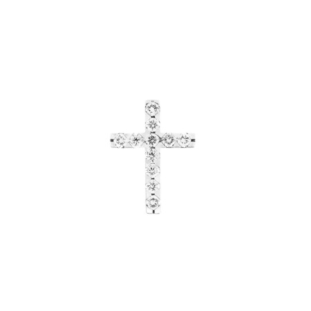 Croix en or blanc et diamants 0.55ct, bélière invisible