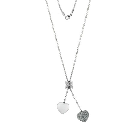 Collier en or blanc avec double pendentif et diamants 1.36ct