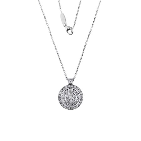 Collier en or blanc et pendentif pavage diamants 1.11ct