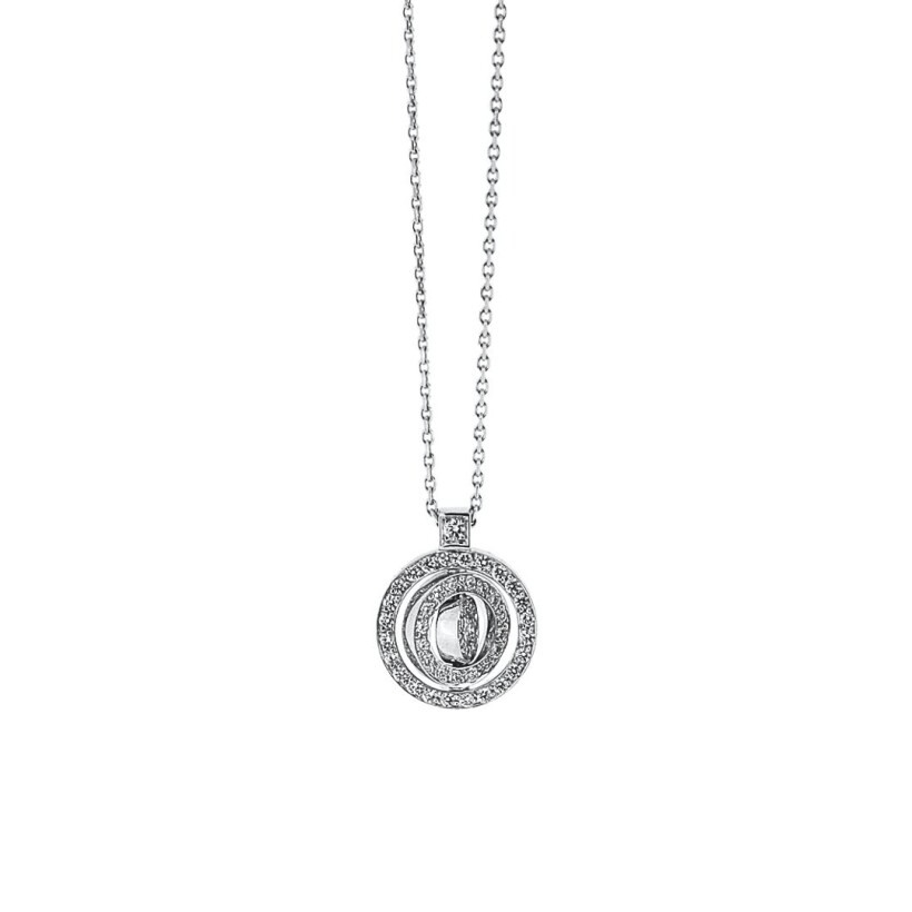 Collier en or blanc et pendentif pavage diamants 1.11ct